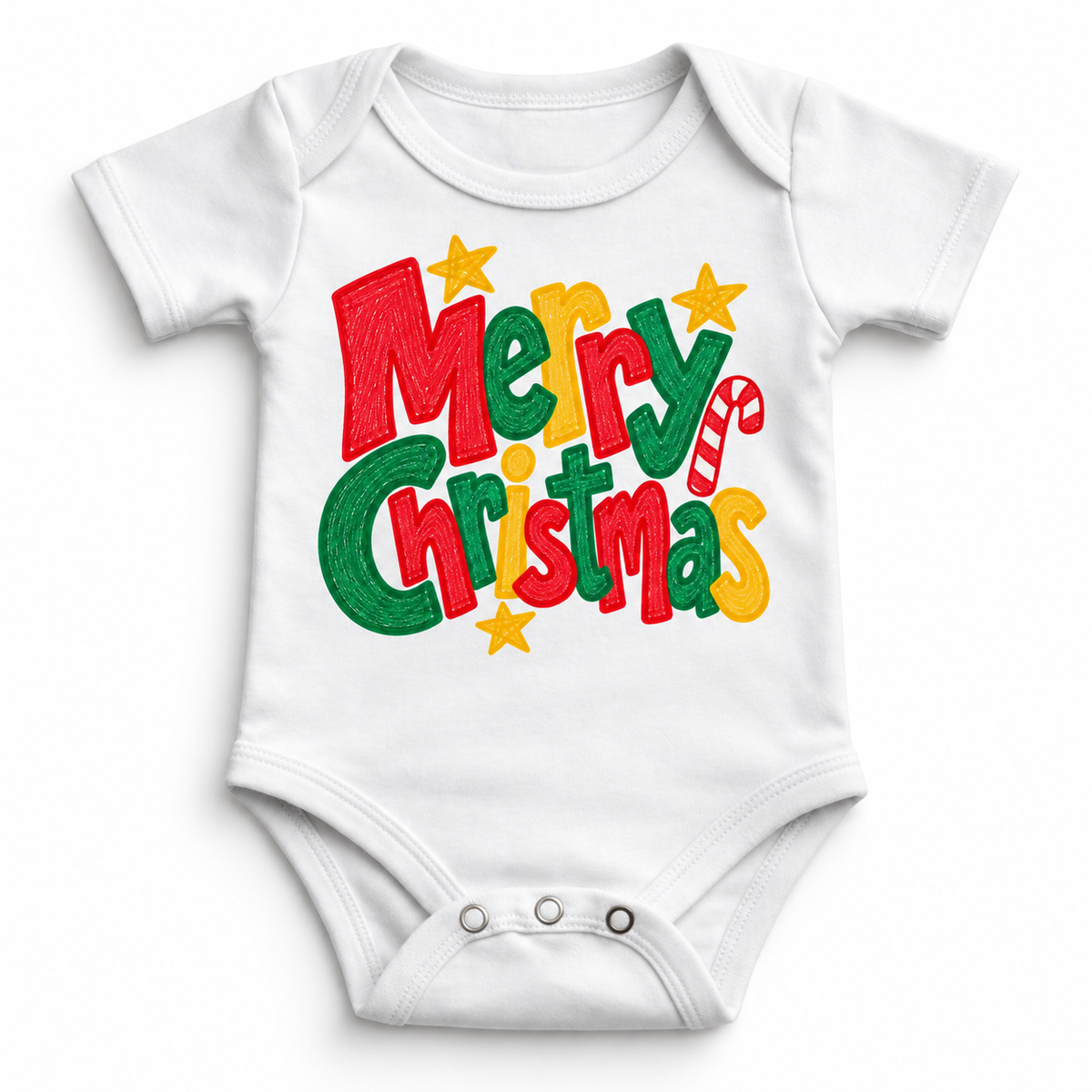 Merry Christmas Christmas design on a white bodysuit