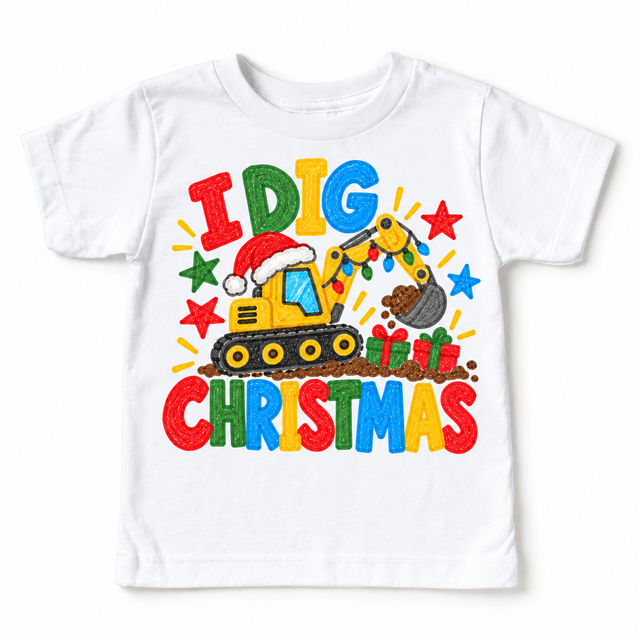 I Dig Christmas design on a white tee