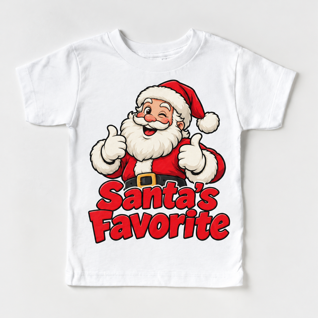 Santa’s Favorite Christmas design on white short sleeve tee