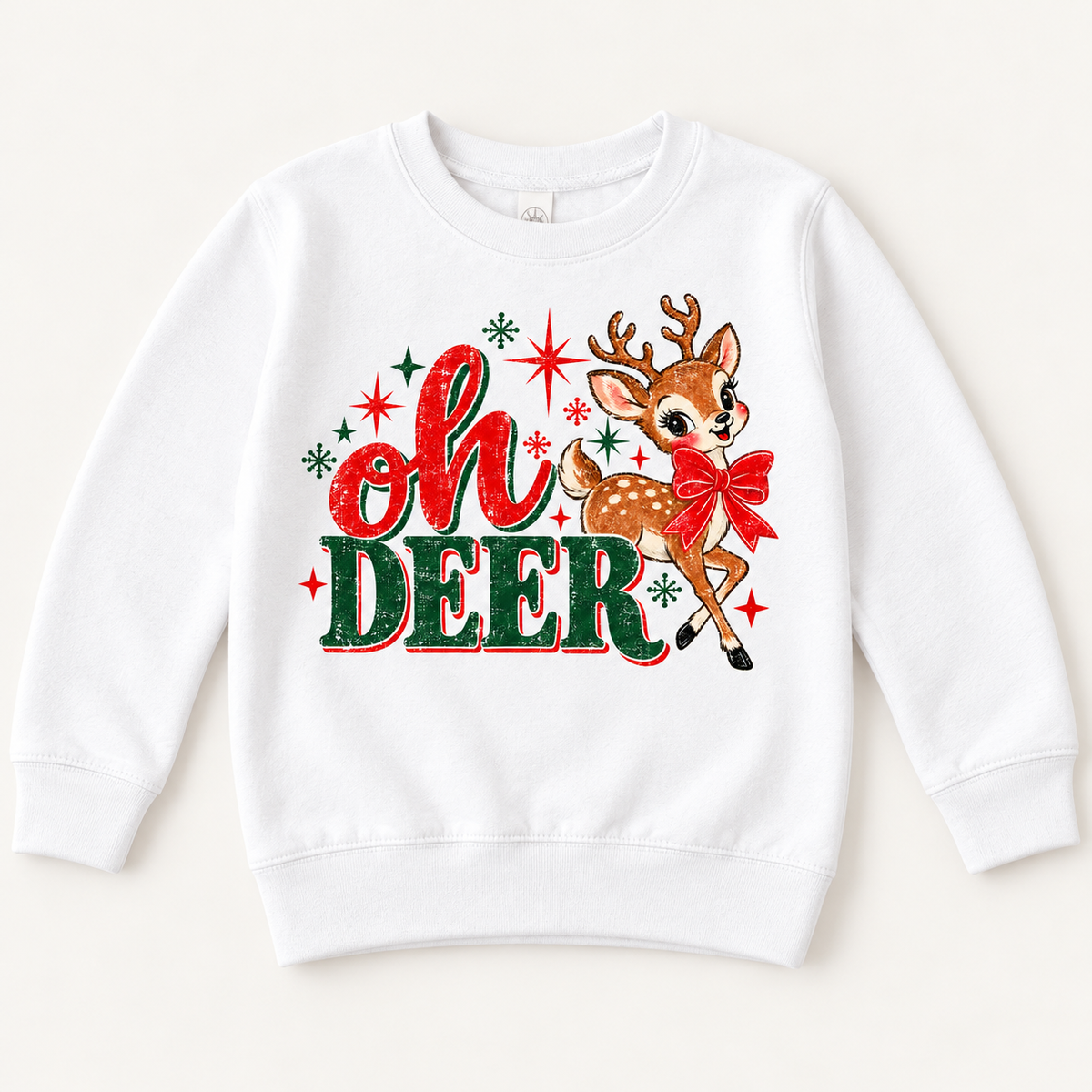 Oh Deer Vintage Christmas White sweatshirt