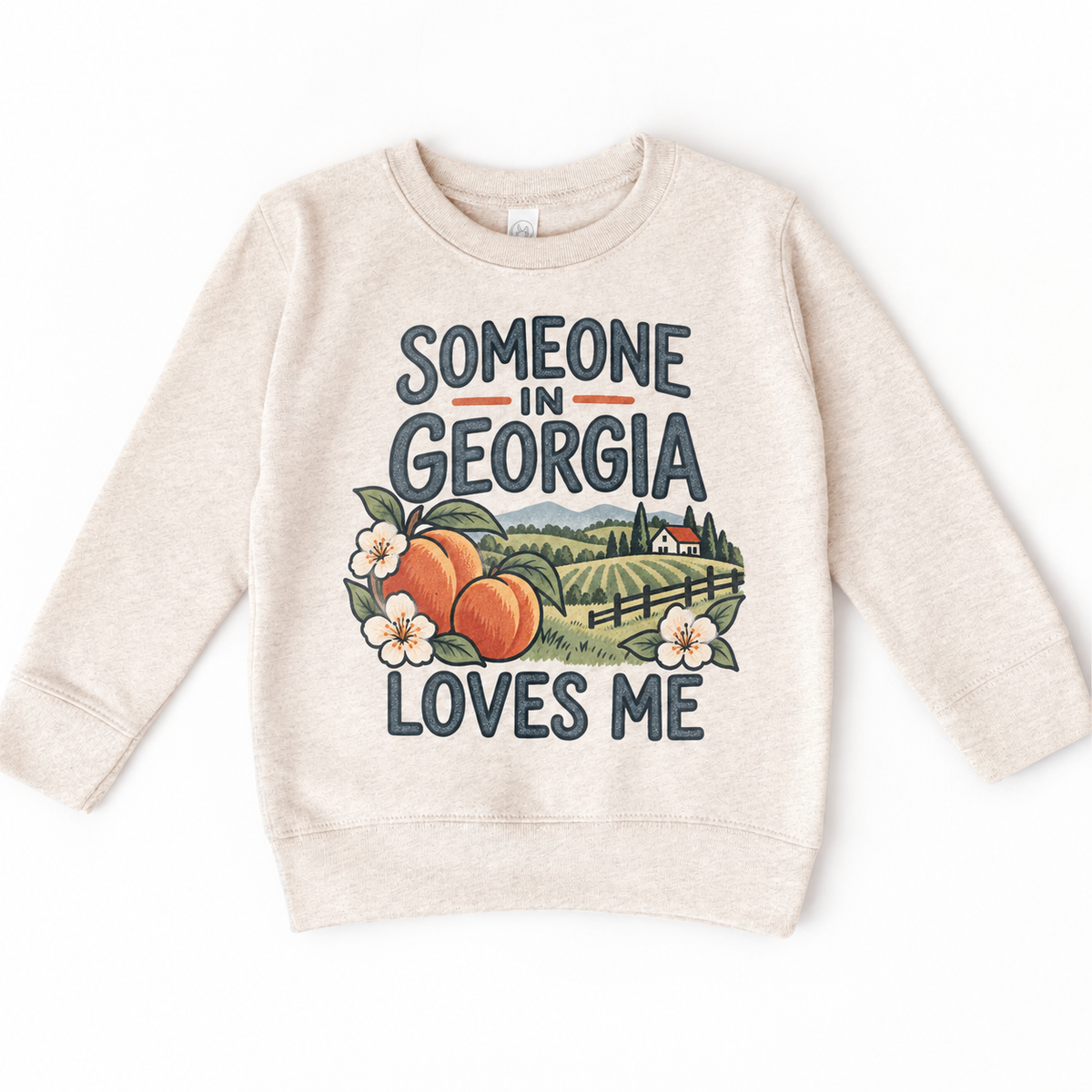 Someone in Georgia Loves Me design on a natural beige sweatshirt