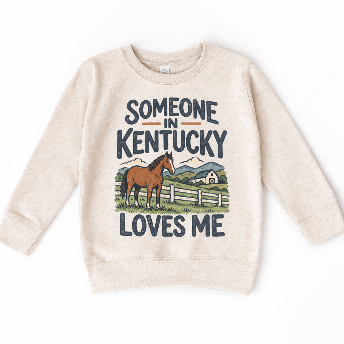 Someone in Kentucky Loves Me design on a natural beige sweatshirt
