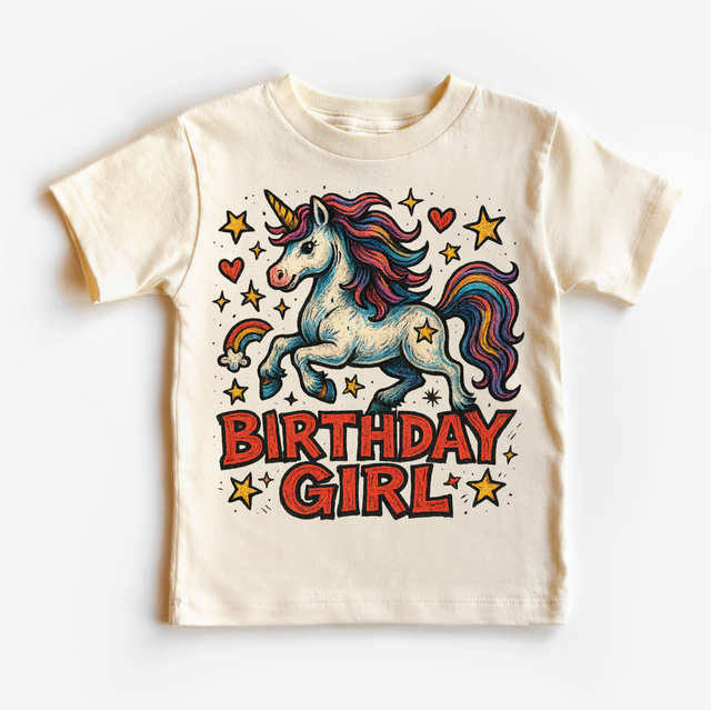 Girls Unicorn Birthday graphic T-shirt by Madi Moosh