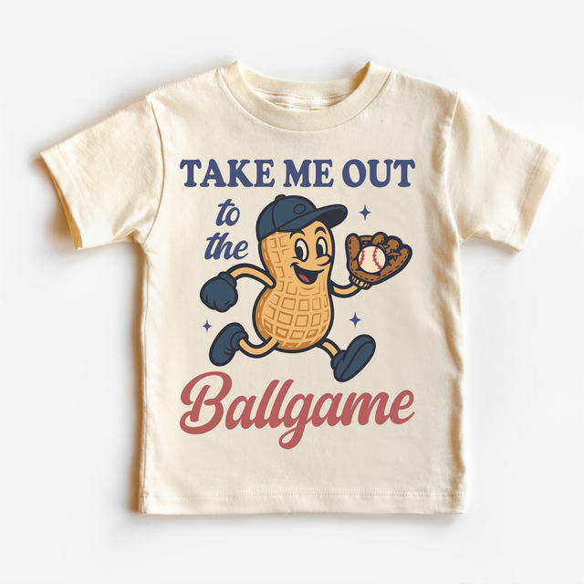 Take Me Out To The Ballpark peanut baseball graphic shirt by Madi Moosh
