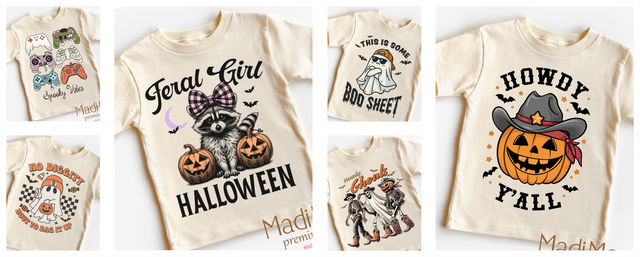 Cute Halloween shirts for kids from the Madi Moosh Halloween collection