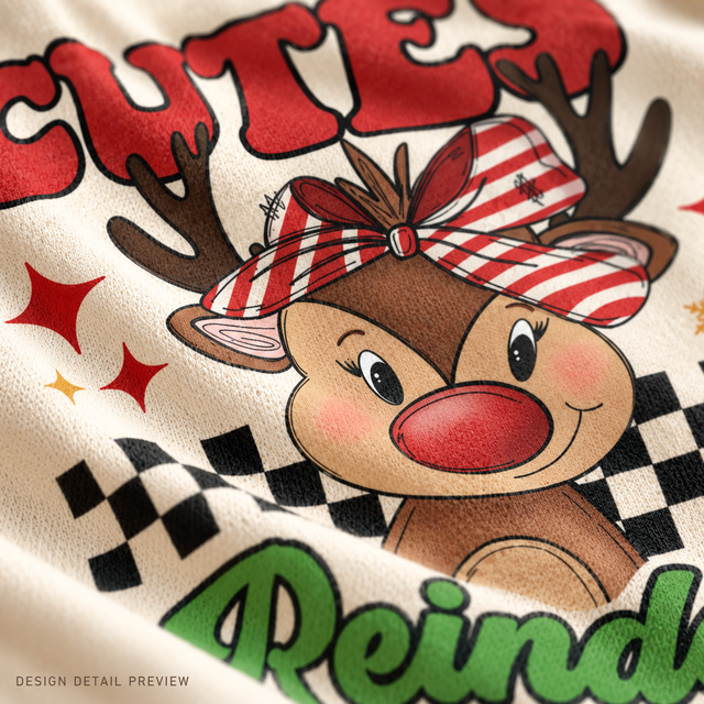 Illustrative close-up design preview of Cutest Reindeer at the Pole shirt