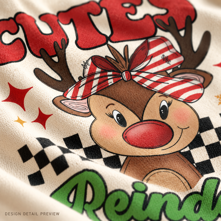 Illustrative close-up design preview of Cutest Reindeer at the Pole shirt