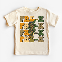 Pre-K Camo Lighting Bolt, Back To School graphic T-shirt by Madi Moosh