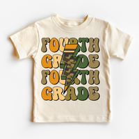 Fourth Grade Camo Lighting Bolt, Back To School graphic T-shirt by Madi Moosh