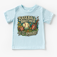 Baseball Brother I'm Here For The Snacks design on a blue garment.