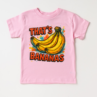 Funny That's Bananas design on a pink garment.