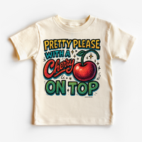 Pretty Please With A Cherry On Top, Food Pun graphic T-shirt by Madi Moosh