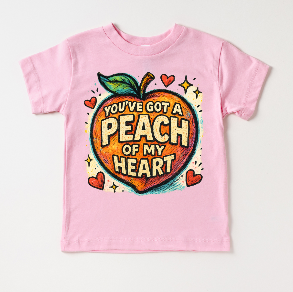 You've Got A Peach Of My Heart Fruit design on a pink garment.