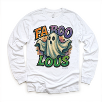 Fab Boo Lous Halloween design on a long sleeve shirt.