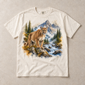 Ivory Comfort Colors short-sleeve T-shirt with Cougar Mountain graphic, front flat lay