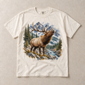 Ivory Comfort Colors short-sleeve T-shirt with Elk Mountain graphic, front flat lay