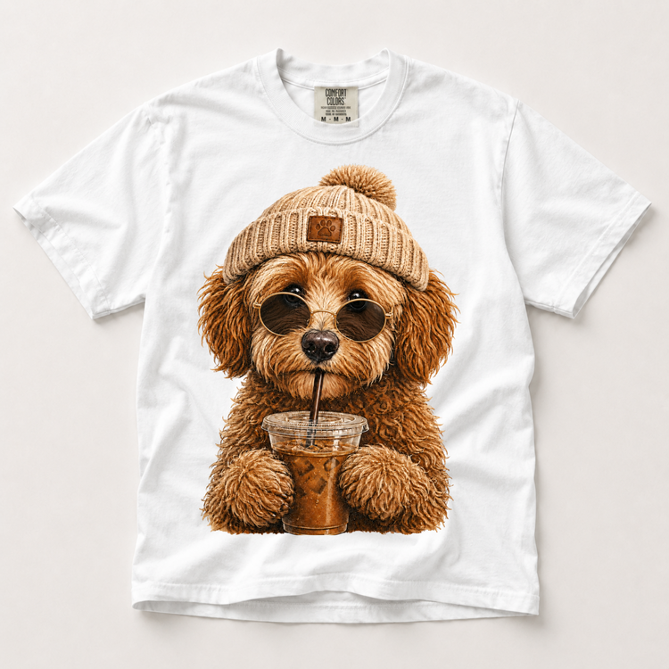 Doodle Iced Coffee Shirt, Funny Doodle Dog Mom Tee, Comfort Colors