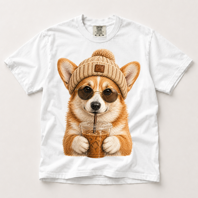 Corgi Iced Coffee Shirt, Funny Corgi Dog Mom Tee, Coffee Lover Gift