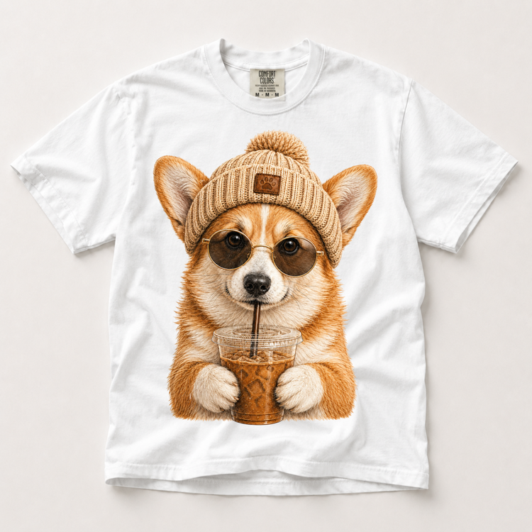 Corgi Iced Coffee Shirt, Funny Corgi Dog Mom Tee, Coffee Lover Gift