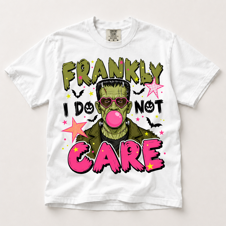 Frankly I Do Not Care Shirt, Funny Frankenstein Halloween Graphic Comfort Colors Tee