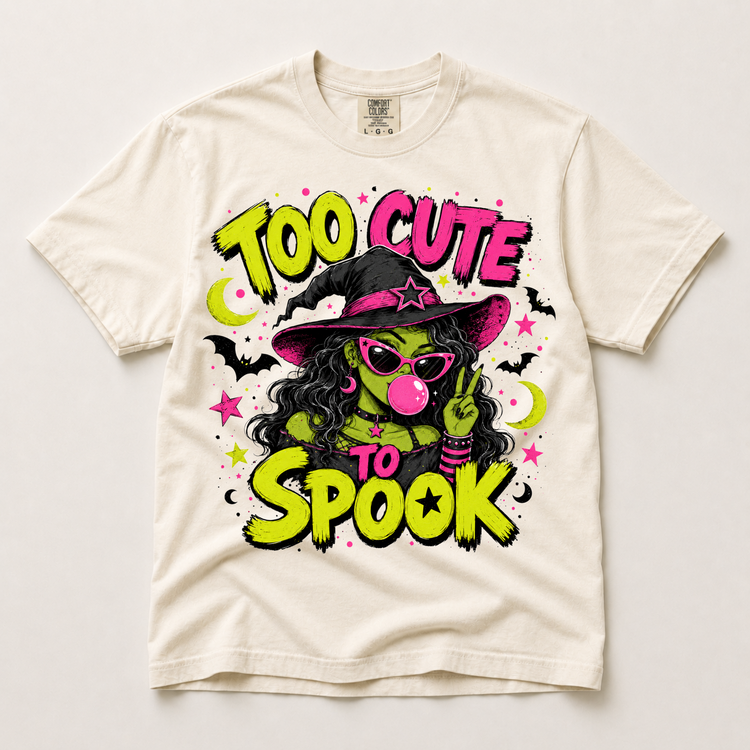 Too Cute to Spook Shirt, Trendy Witch Halloween Graphic Comfort Colors Tee