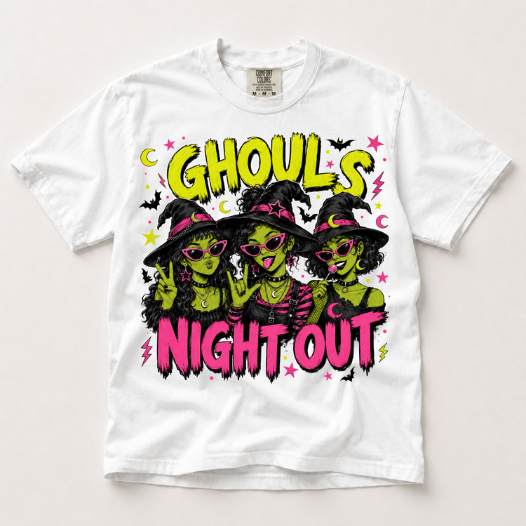 Ghouls Night Out Shirt, Funny Halloween Witch Group Graphic Comfort Colors Tee