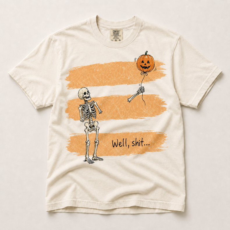Well Shit Skeleton Shirt in ivory