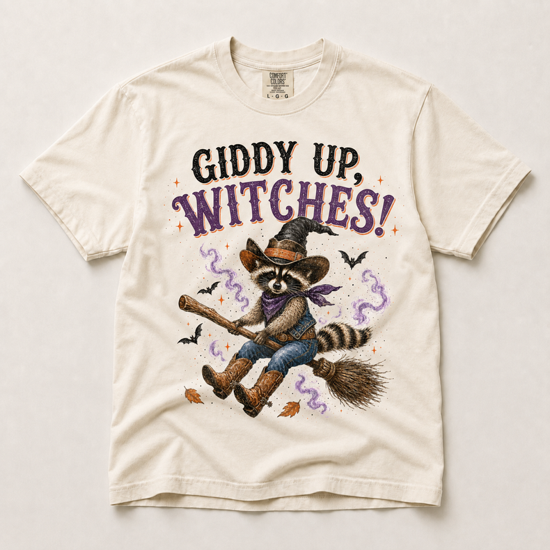 Giddy Up Witches Shirt in ivory