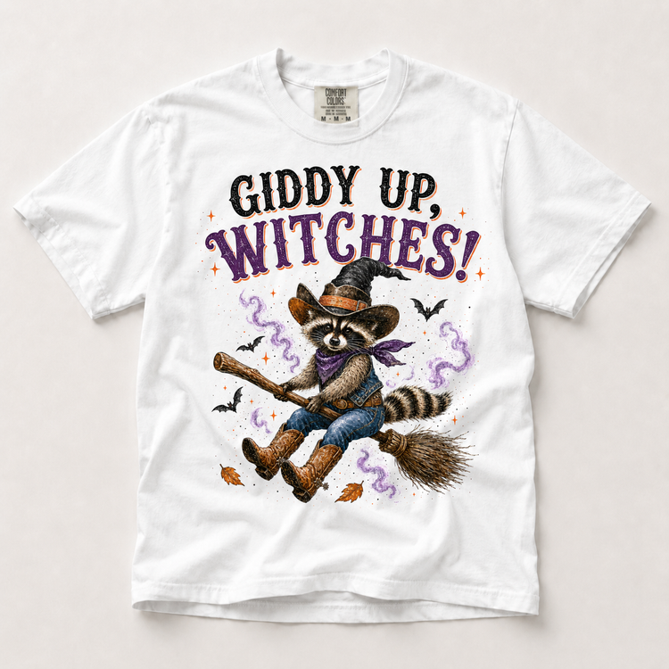 Giddy Up Witches Shirt in white