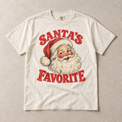 Ivory Comfort Colors short-sleeve T-shirt with Santa's Favorite Vintage Christmas graphic, front flat lay