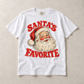 White Comfort Colors short-sleeve T-shirt with Santa's Favorite Vintage Christmas graphic, front flat lay