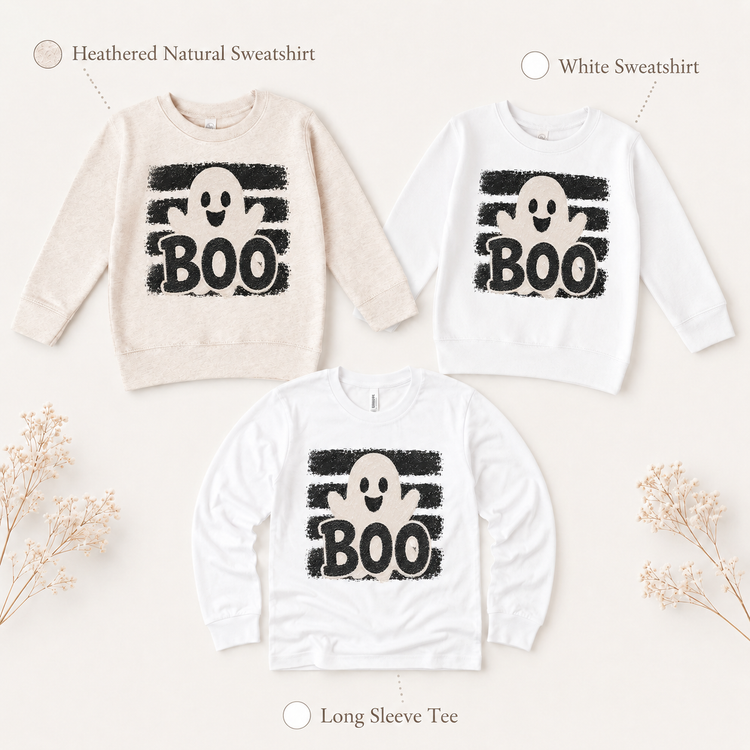 Kids Halloween Ghost Boo Graphic Tee – Vintage Spooky T-Shirt