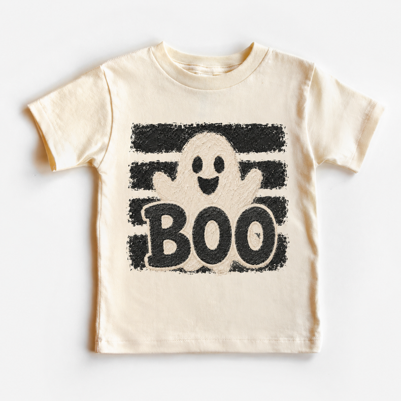 Kids Halloween Ghost Boo Graphic Tee – Vintage Spooky T-Shirt