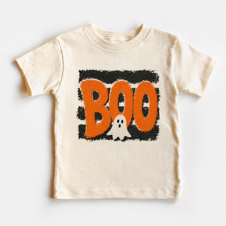Kids Boo Halloween Shirt, Cute Ghost Toddler Tee, Retro Spooky Fall T-Shirt for Boys and Girls