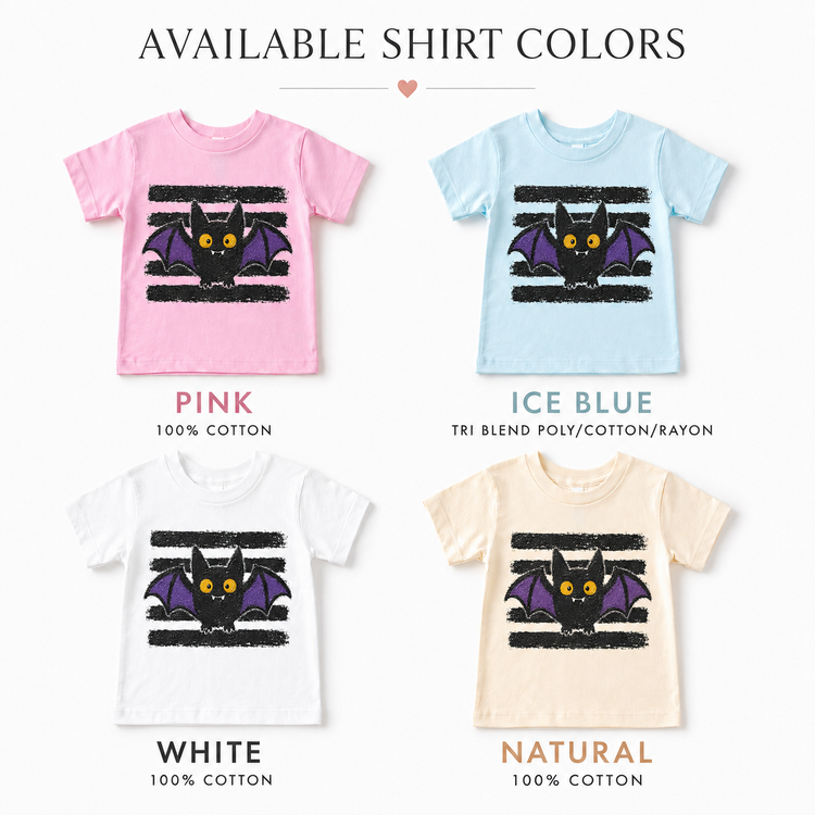 Kids Halloween Bat Shirt, Spooky Purple Vintage Tee, Toddler Boys Girls Fall Graphic T-Shirt