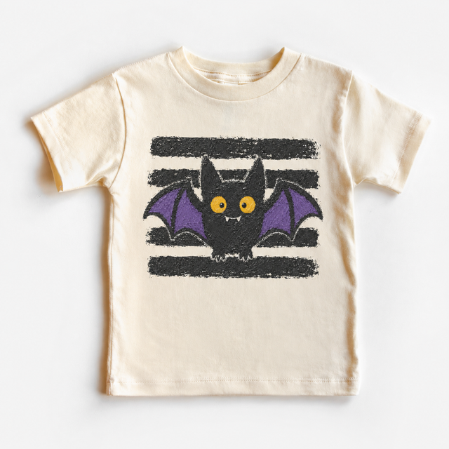 Kids Halloween Bat, Spooky Purple Vintage, Toddler Boys Girls Fall graphic T-shirt by Madi Moosh