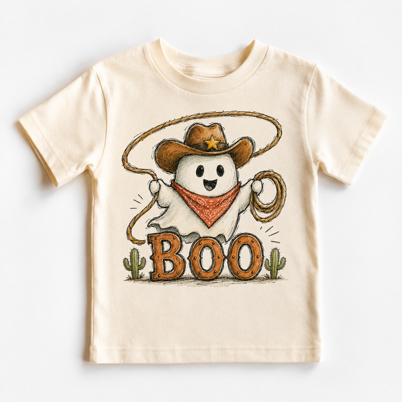 Kids Cowboy Ghost Halloween Shirt, Western Boo Toddler Tee, Cute Spooky Rodeo Graphic