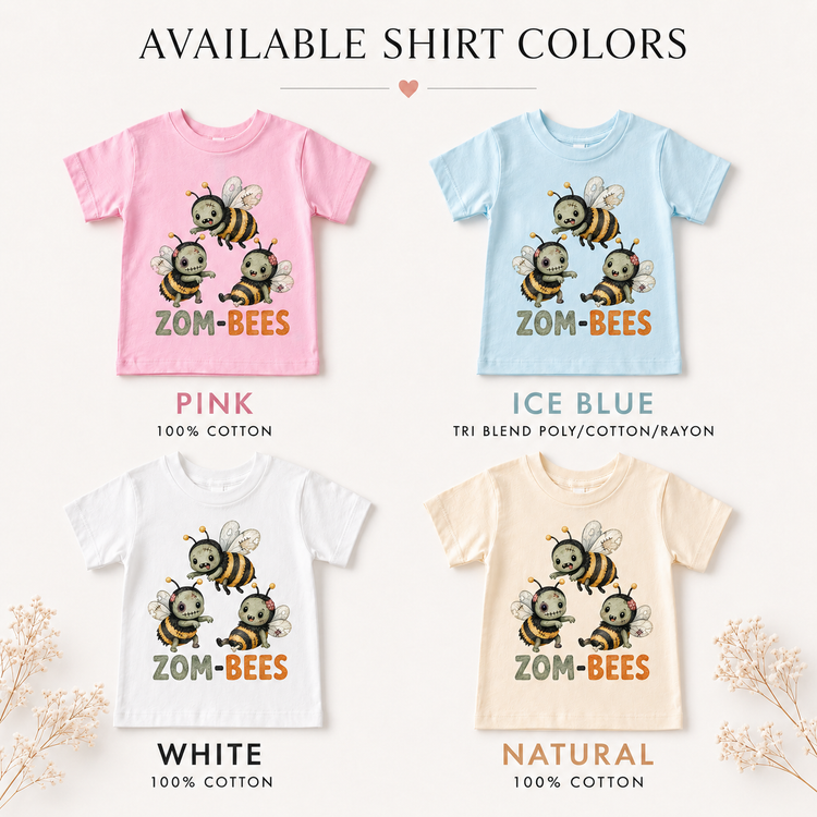 Zombie Bee Halloween Shirt, Zom-Bees Kids Tee, Cute Spooky Bee T-Shirt, Trick or Treat Halloween Top