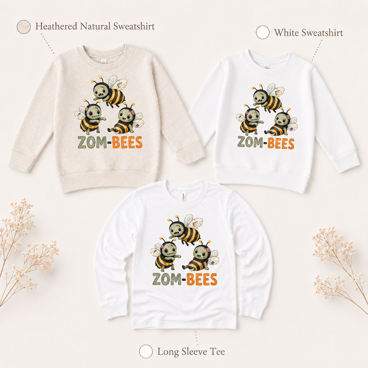 Zombie Bee Halloween Shirt, Zom-Bees Kids Tee, Cute Spooky Bee T-Shirt, Trick or Treat Halloween Top