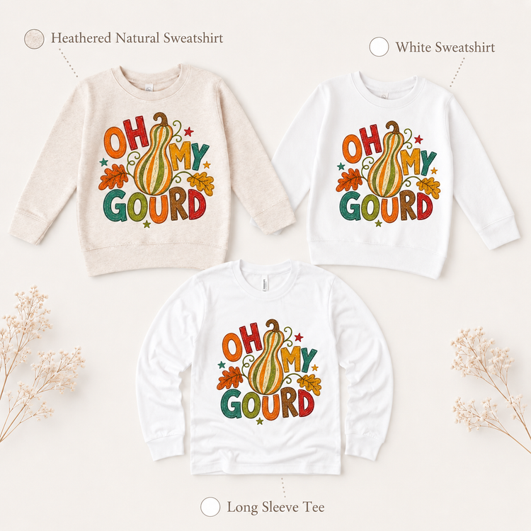 Oh My Gourd Kids Shirt, Funny Fall Pumpkin Tee, Autumn Toddler T-Shirt, Thanksgiving Shirt, Cute Harvest Graphic Tee