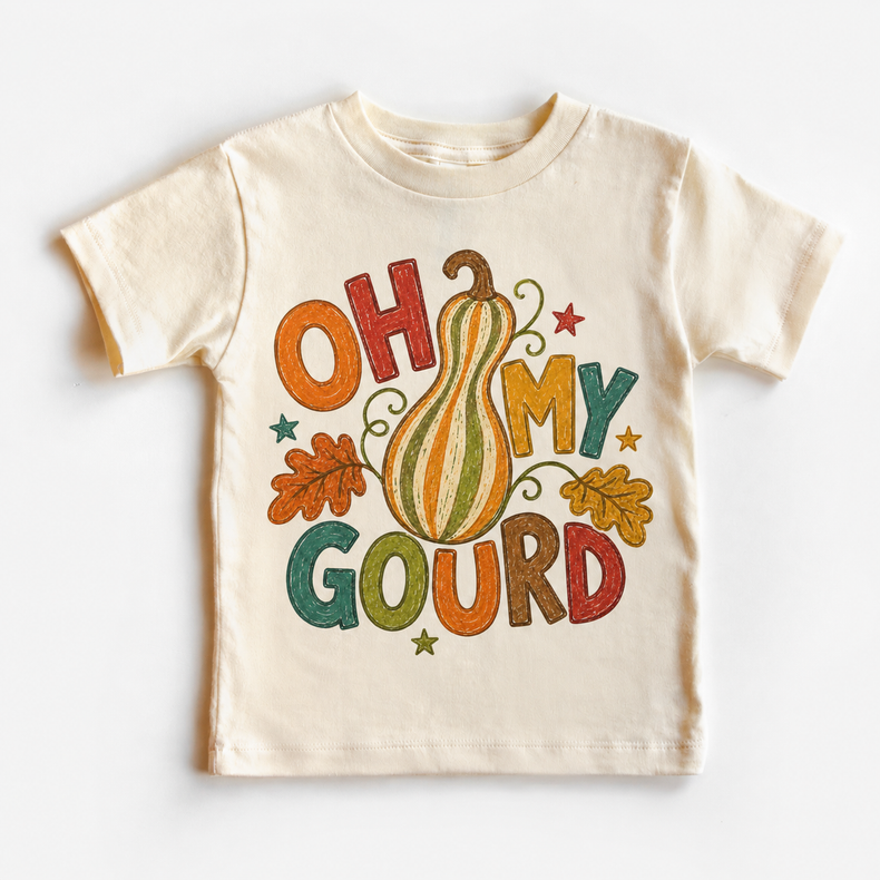 Oh My Gourd Kids Shirt, Funny Fall Pumpkin Tee, Autumn Toddler T-Shirt, Thanksgiving Shirt, Cute Harvest Graphic Tee