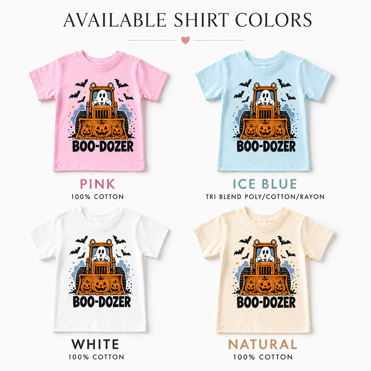 Boo Dozer Halloween Shirt, Ghost Bulldozer Kids Tee, Construction Halloween T-Shirt, Pumpkin Tractor Toddler Shirt