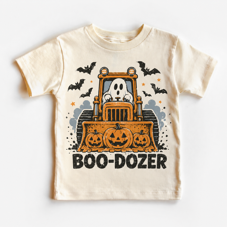 Boo Dozer Halloween Shirt, Ghost Bulldozer Kids Tee, Construction Halloween T-Shirt, Pumpkin Tractor Toddler Shirt