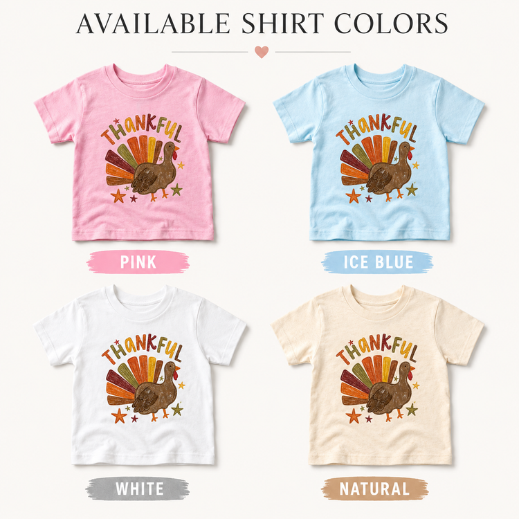 Thankful Turkey Kids Shirt, Thanksgiving Toddler Tee, Fall Turkey T-Shirt, Cute Autumn Graphic Tee, Harvest Shirt