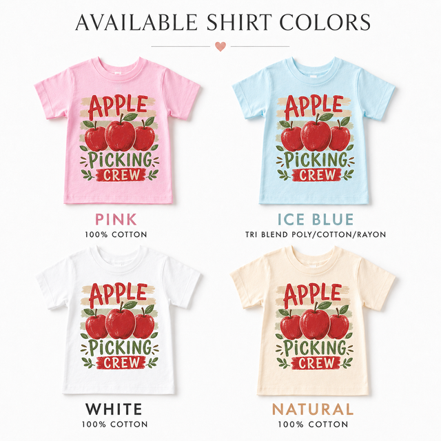 Apple Picking Crew Kids Shirt, Fall Apple Orchard Tee, Autumn Toddler T-Shirt, Family Apple Picking Shirt