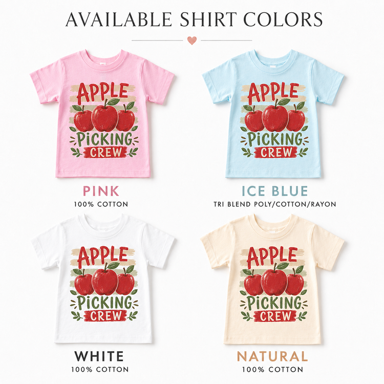Apple Picking Crew Kids Shirt, Fall Apple Orchard Tee, Autumn Toddler T-Shirt, Family Apple Picking Shirt