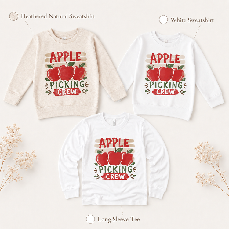 Apple Picking Crew Kids Shirt, Fall Apple Orchard Tee, Autumn Toddler T-Shirt, Family Apple Picking Shirt