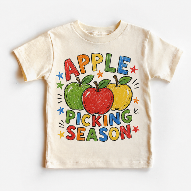 Apple Picking Season Kids Shirt, Fall Apple Orchard Tee, Toddler Autumn T-Shirt, Harvest Top