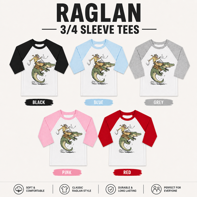 Kids Cowboy Riding Alligator Graphic Tee – Western Rodeo Swamp Gator T-Shirt