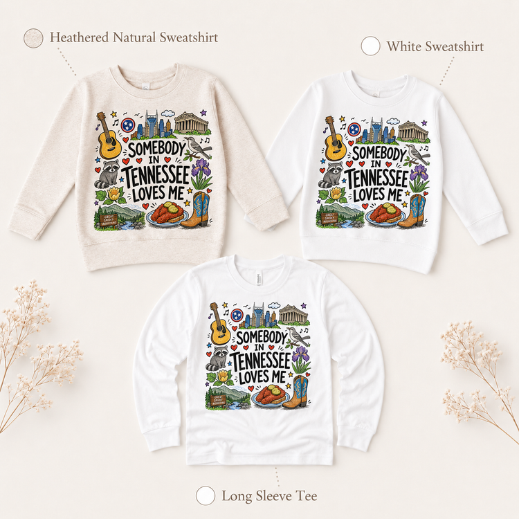 Somebody in Tennessee Loves Me Shirt, Kids State Love Tee, Nashville Smoky Mountains Gift